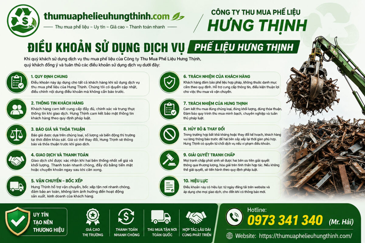 Điều khoản sử dụng dịch vụ - Phế liệu Hưng Thịnh 1 Điều khoản sử dụng dịch vụ - Phế liệu Hưng Thịnh